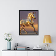 Golden Horse Framed Art Print, Equine Wall Decor, Horse Lover Gift, Equestrian Decor, Animal Home Art, Rustic Farmhouse Wall Art