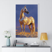 Golden Horse Framed Art Print, Equine Wall Decor, Animal Lover Gift, Nature Artwork, Equestrian Home Decor