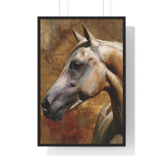 Majestic Horse Vertical Framed Poster | Equine Wall Art, Horse Lover Gift, Rustic Home Decor, Equestrian Art, Animal Print