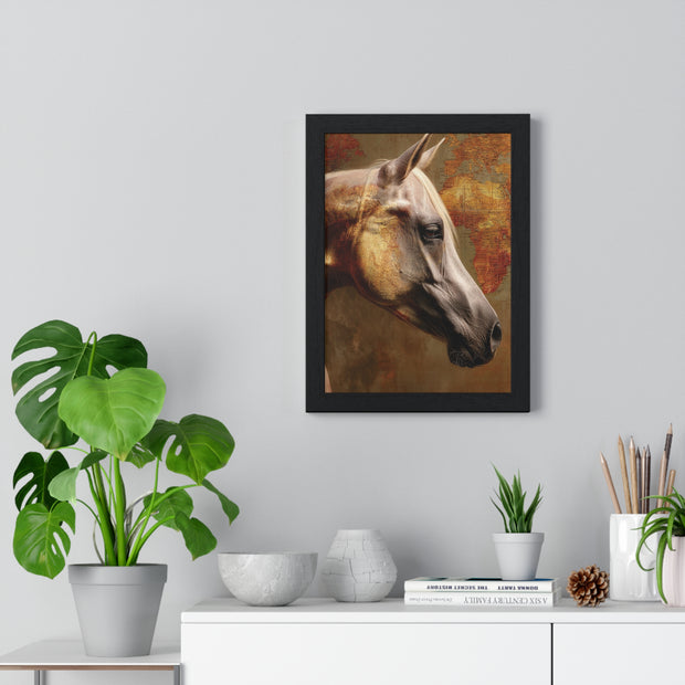 Elegant Horse Framed Poster, Horse Lover Art, Home Decor, Gift for Equestrians, Inspirational Wall Art, Rustic Farmhouse Style