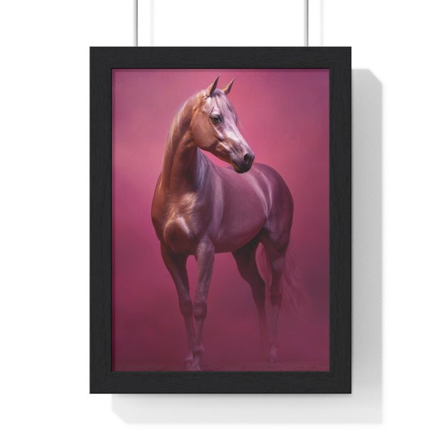 Elegant Horse Vertical Framed Poster, Farmhouse Decor, Animal Art Print, Gift for Horse Lovers, Equine Wall Art