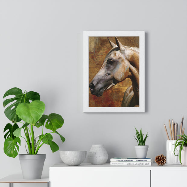Majestic Horse Vertical Framed Poster | Equine Wall Art, Horse Lover Gift, Rustic Home Decor, Equestrian Art, Animal Print