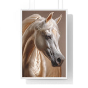 Majestic White Horse Art Print | Vertical Framed Poster for Home Decor, Horse Lover Gift, Equestrian Wall Art, Animal Themed Room