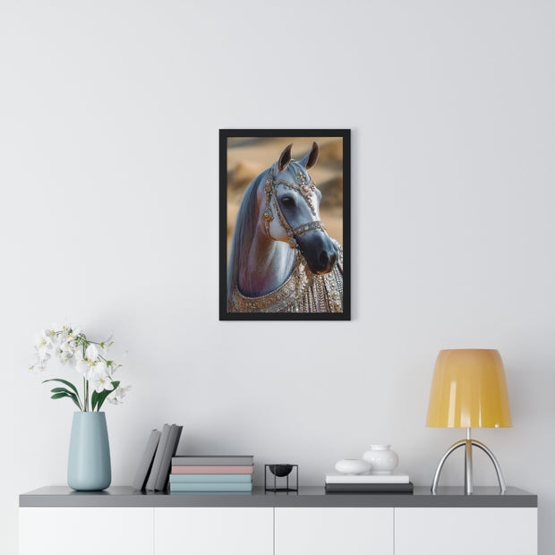 Elegant Horse Framed Art Print, Equine Wall Decor, Horse Lover Gift, Bohemian Home Decor, Nature-Inspired Wall Art