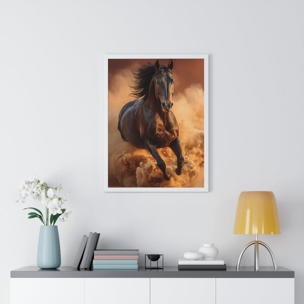 Galloping Wild Horse Framed Poster, Equine Wall Art, Nature Decor, Horse Lover Gift, Rustic Home Decor, Farmhouse Artwork