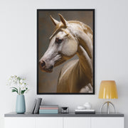 Elegant Horse Framed Art Print, White Horse Wall Decor, Equine Decor, Animal Lover Gift, Rustic Home Wall Art