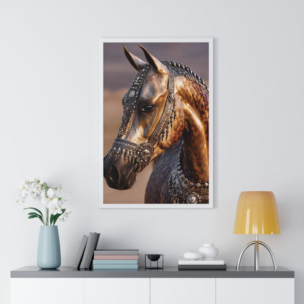 Horse Portrait Wall Art, Elegant Horse Framed Print, Equestrian Home Decor, Animal Lover Gift, Rustic Farmhouse Decor
