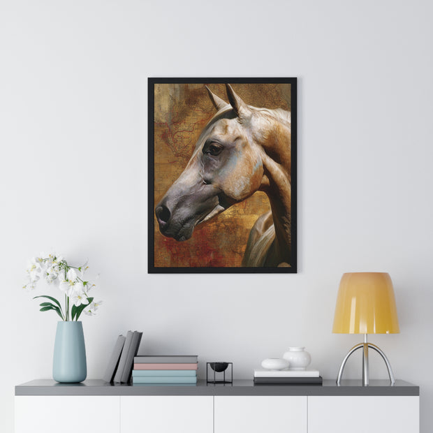 Majestic Horse Vertical Framed Poster | Equine Wall Art, Horse Lover Gift, Rustic Home Decor, Equestrian Art, Animal Print