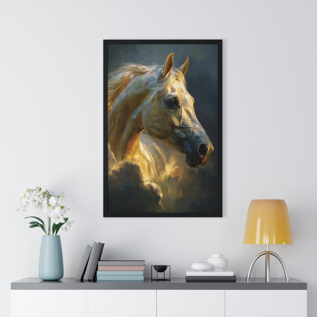 Majestic Horse Vertical Framed Poster, Equine Art, Home Decor, Gift for Horse Lovers, Animal Lovers Wall Art