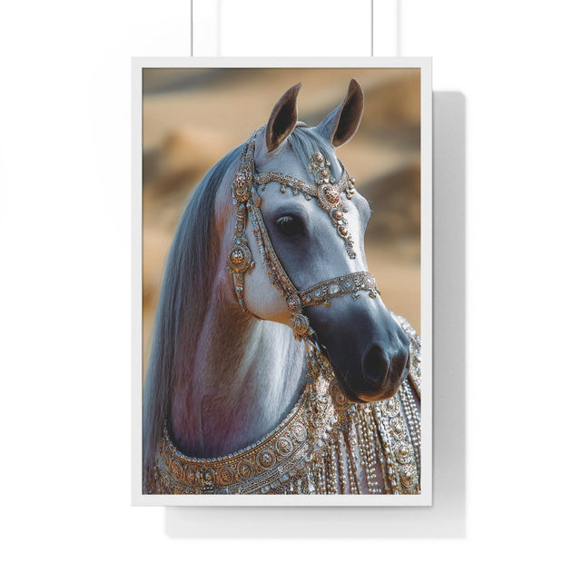 Elegant Horse Framed Art Print, Equine Wall Decor, Horse Lover Gift, Bohemian Home Decor, Nature-Inspired Wall Art