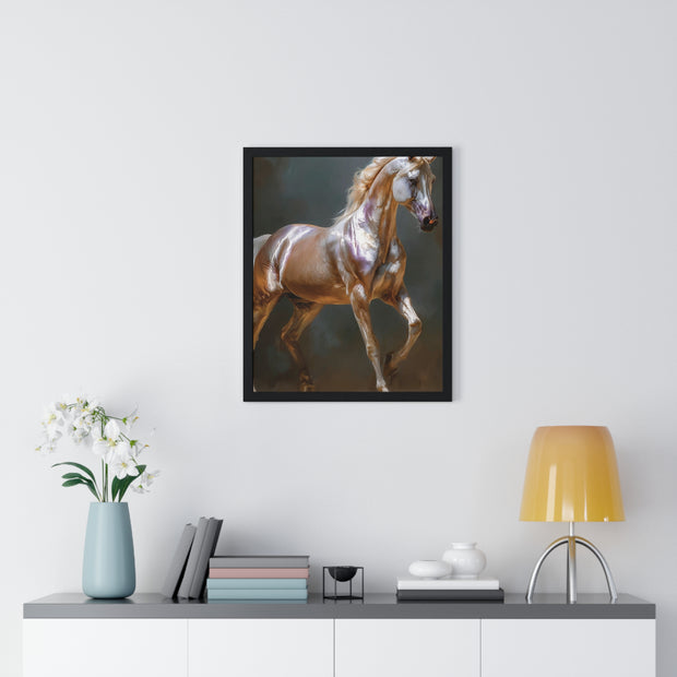 Elegant Horse Art Print, Vertical Framed Poster, Equine Wall Decor, Horse Lover Gift, Home Office Decoration, Animal Art