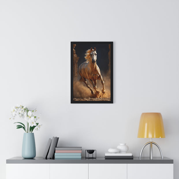 Stunning Horse Vertical Framed Poster, Home Décor, Equestrian Art, Gift for Horse Lovers, Inspirational Wall Art, Rustic Interior