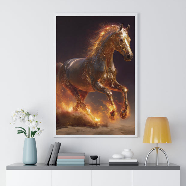 Majestic Horse Vertical Framed Poster, Equestrian Wall Art, Horse Lover Decor, Animal Print, Gift for Equine Enthusiasts