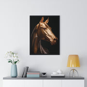 Golden Horse Vertical Framed Poster, Elegant Wall Art, Horse Lover Gift, Modern Home Decor, Animal Art Print