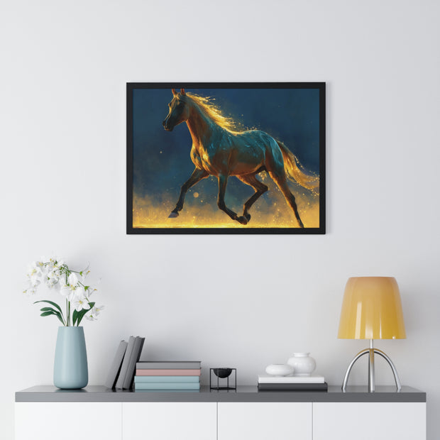 Majestic Horse Framed Poster, Equine Art Print, Wall Decor, Gift for Horse Lovers, Vibrant Home Accent, Horse Photography
