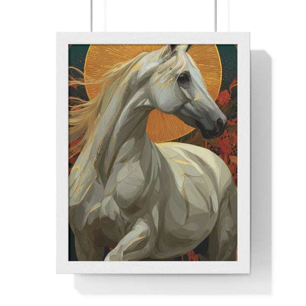Majestic Horse Vertical Framed Poster, Equine Art, Animal Lover Decor, Gift for Horse Lovers, Home Wall Art, Rustic Farmhouse Style