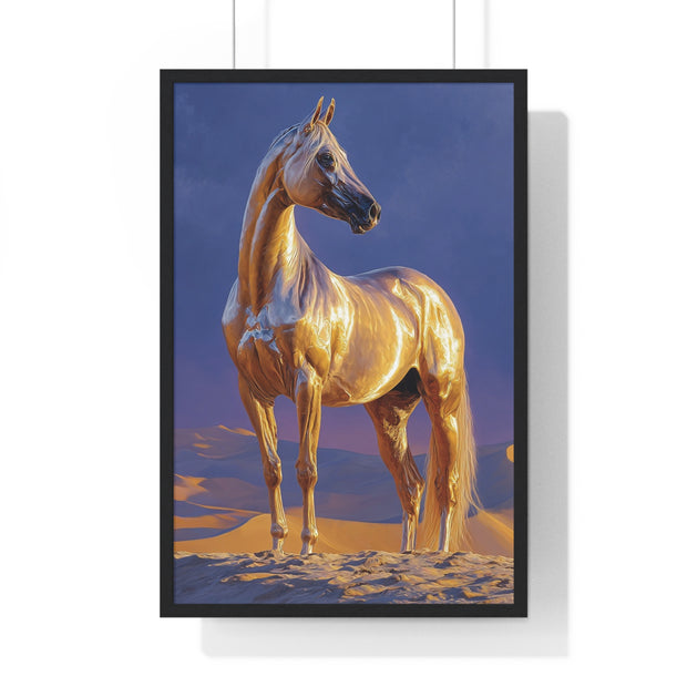 Golden Horse Framed Art Print, Equine Wall Decor, Animal Lover Gift, Nature Artwork, Equestrian Home Decor