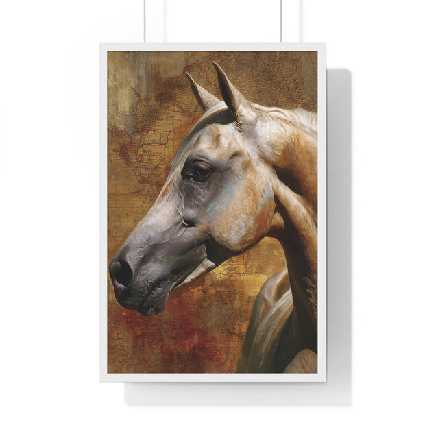 Majestic Horse Vertical Framed Poster | Equine Wall Art, Horse Lover Gift, Rustic Home Decor, Equestrian Art, Animal Print