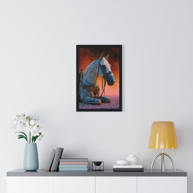 Elegant Horse Vertical Framed Poster - Art Print for Horse Lovers, Home Decor, Gift, Animal Wall Art, Nature Enthusiasts