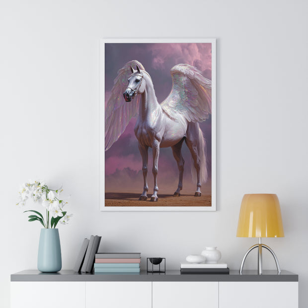 Majestic Winged Horse Wall Art, Fantasy Home Decor, Gift for Animal Lovers, Dreamy Artwork, Enchanted Living Room Accent