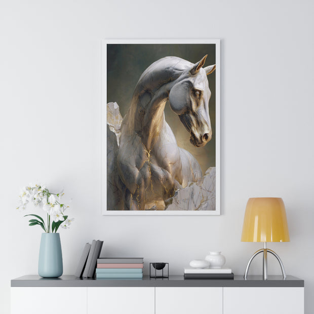 Elegant Horse Sculpture Wall Art, Horse Decor, Modern Framed Poster, Home Decor, Gift for Animal Lovers, Art for Living Room
