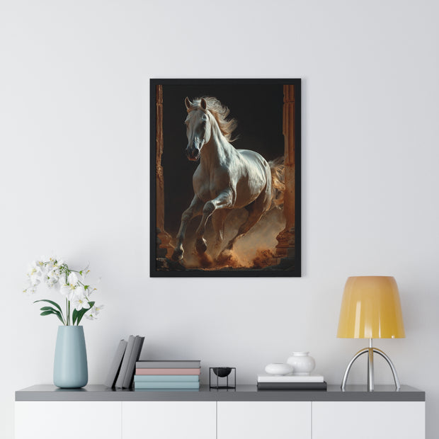 Majestic Horse Framed Poster Art, Equestrian Wall Decor, Farmhouse Style Home Decor, Gift for Horse Lovers, Equine Themed Artwork
