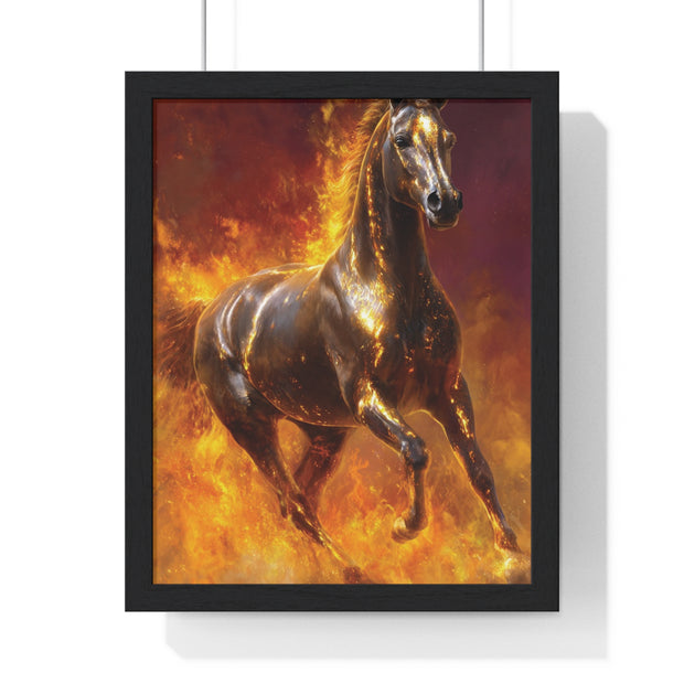 Majestic Fire Horse Vertical Framed Poster, Horse Wall Art, Equestrian Decor, Gift for Animal Lovers, Unique Home Decor