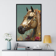 Golden Horse Framed Art Print, Elegant Home Decor, Gift for Animal Lovers, Equine Art, Wall Decoration