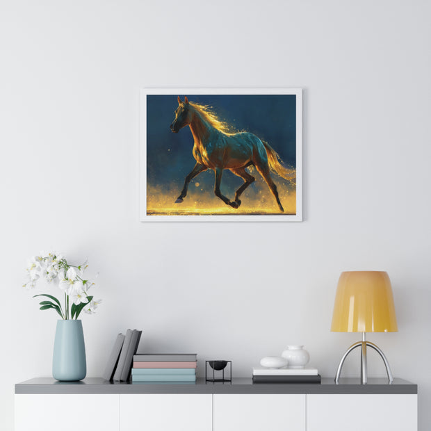 Majestic Horse Framed Poster, Equine Art Print, Wall Decor, Gift for Horse Lovers, Vibrant Home Accent, Horse Photography