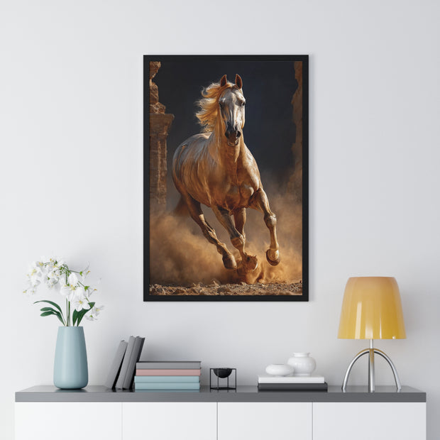 Stunning Horse Vertical Framed Poster, Home Décor, Equestrian Art, Gift for Horse Lovers, Inspirational Wall Art, Rustic Interior