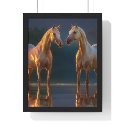 Elegant Horse Framed Poster, Horse Lover Art, Nature Wall Decor, Equine Photography, Gift for Home, Equestrian Decor