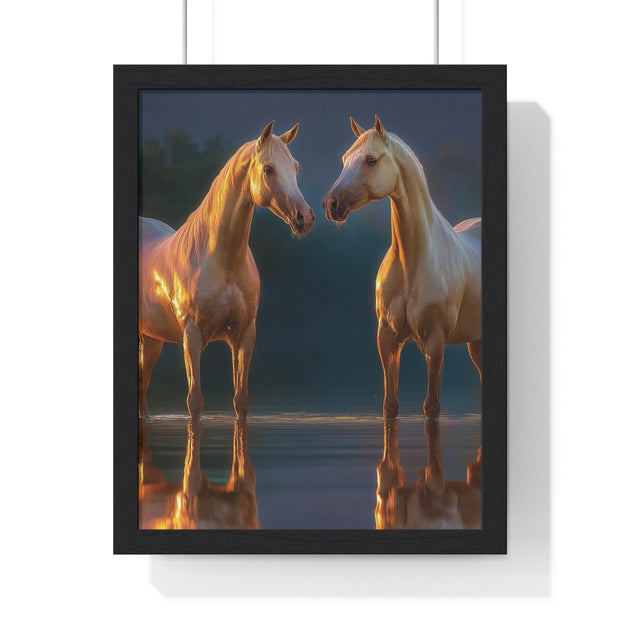 Elegant Horse Framed Poster, Horse Lover Art, Nature Wall Decor, Equine Photography, Gift for Home, Equestrian Decor