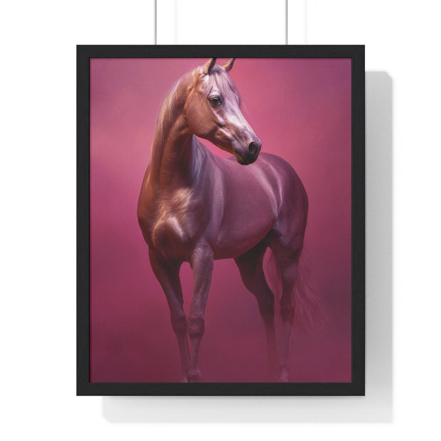 Elegant Horse Vertical Framed Poster, Farmhouse Decor, Animal Art Print, Gift for Horse Lovers, Equine Wall Art
