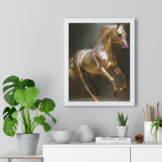 Elegant Horse Art Print, Horse Lover Gift, Wall Decor for Equestrians, Inspirational Home Art, Vertical Framed Horse Poster