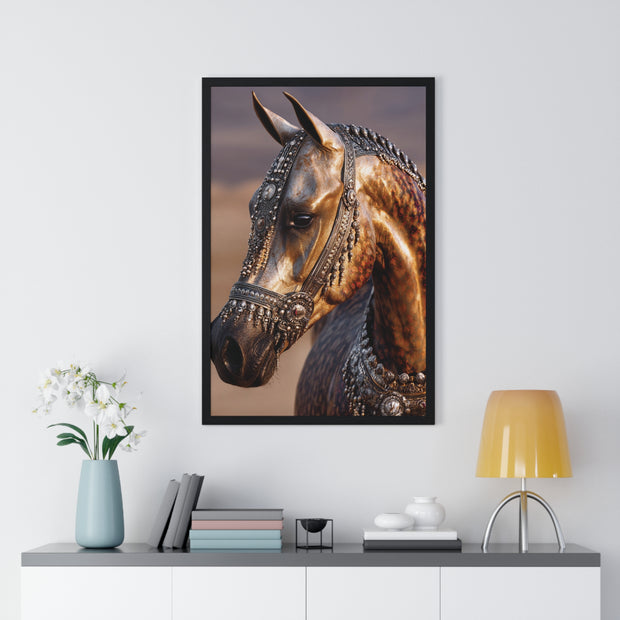 Horse Portrait Wall Art, Elegant Horse Framed Print, Equestrian Home Decor, Animal Lover Gift, Rustic Farmhouse Decor