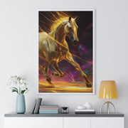 Majestic Golden Horse Framed Poster, Horse Art, Equine Decor, Animal Lover Gift, Wall Art for Home, Motivational Wall Decor