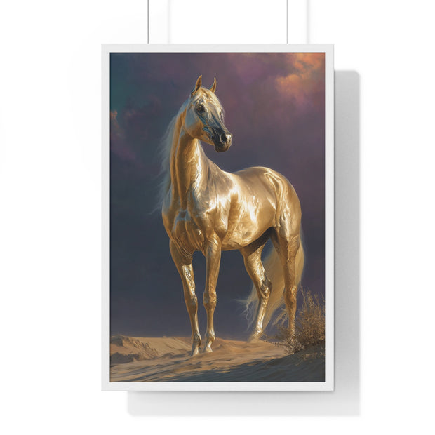 Elegant Horse Vertical Framed Poster, Equine Art, Horse Lover Gift, Home Decor, Equestrian Wall Art, Nature Inspired Décor