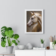 Elegant Horse Framed Art Print, White Horse Wall Decor, Equine Decor, Animal Lover Gift, Rustic Home Wall Art