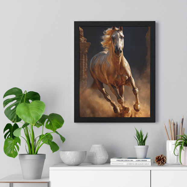 Stunning Horse Vertical Framed Poster, Home Décor, Equestrian Art, Gift for Horse Lovers, Inspirational Wall Art, Rustic Interior