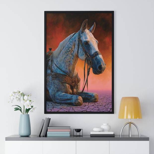 Elegant Horse Vertical Framed Poster - Art Print for Horse Lovers, Home Decor, Gift, Animal Wall Art, Nature Enthusiasts