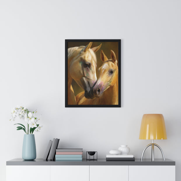 Horse Love Vertical Framed Poster, Equine Wall Art, Farmhouse Decor, Gift for Horse Lovers, Equestrian Home Decor