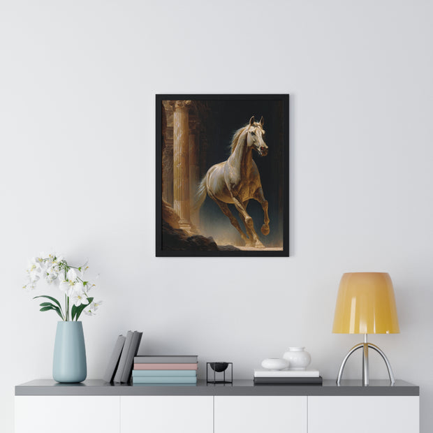 Elegant Horse Wall Art, Vertical Framed Poster, Equine Home Decor, Animal Art Print, Rustic Living Room Decoration