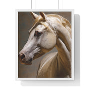 Elegant Horse Framed Art Print, White Horse Wall Decor, Equine Decor, Animal Lover Gift, Rustic Home Wall Art