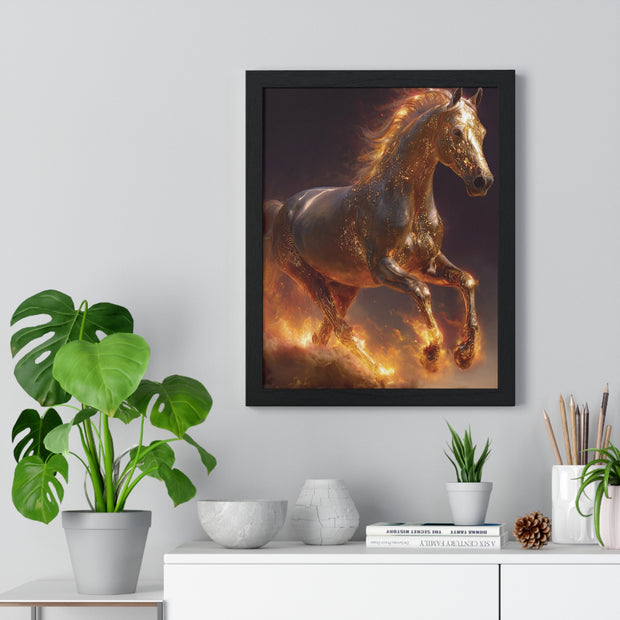 Majestic Horse Vertical Framed Poster, Equestrian Wall Art, Horse Lover Decor, Animal Print, Gift for Equine Enthusiasts