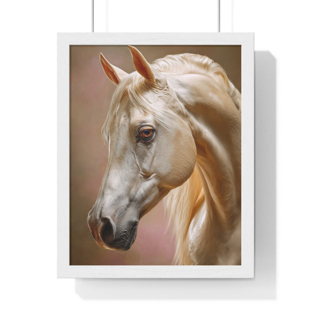 Elegant Horse Portrait Framed Poster, Equine Art Print, Horse Lover Decor, Animal Wall Art, Gift for Equestrian Enthusiasts
