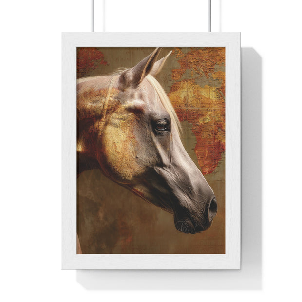 Elegant Horse Framed Poster, Horse Lover Art, Home Decor, Gift for Equestrians, Inspirational Wall Art, Rustic Farmhouse Style