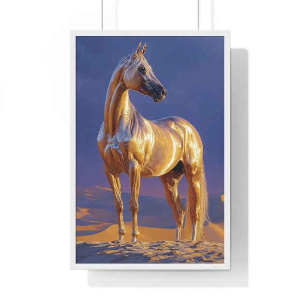Golden Horse Framed Art Print, Equine Wall Decor, Animal Lover Gift, Nature Artwork, Equestrian Home Decor