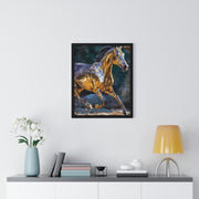 Golden Horse Framed Poster, Equestrian Art, Animal Lover Gift, Home Decor, Wall Art, Gift for Horse Enthusiasts