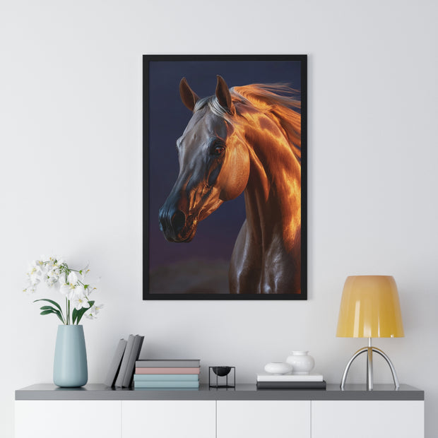 Elegant Horse Art Print, Vertical Framed Poster, Equestrian Decor, Horse Lover Gift, Home Wall Art, Animal Themed Decoration