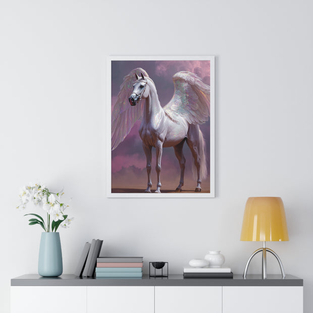 Majestic Winged Horse Wall Art, Fantasy Home Decor, Gift for Animal Lovers, Dreamy Artwork, Enchanted Living Room Accent